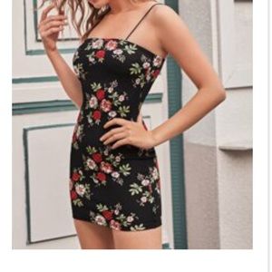 Black Flower Patterned Dress
